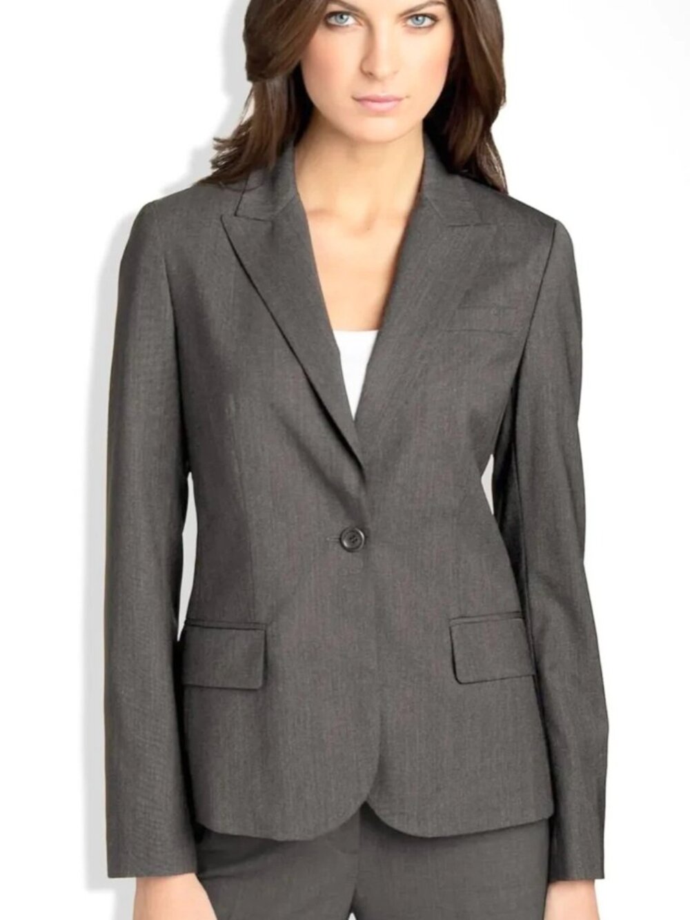 THEORY - Gray Wool "Gabe B Tailor" 1-Button Blazer Jacket - Size 4